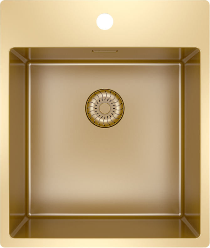 Caressi Single Kitchen Sink CAPP40KR10G 520x440mm Gold Finish 2