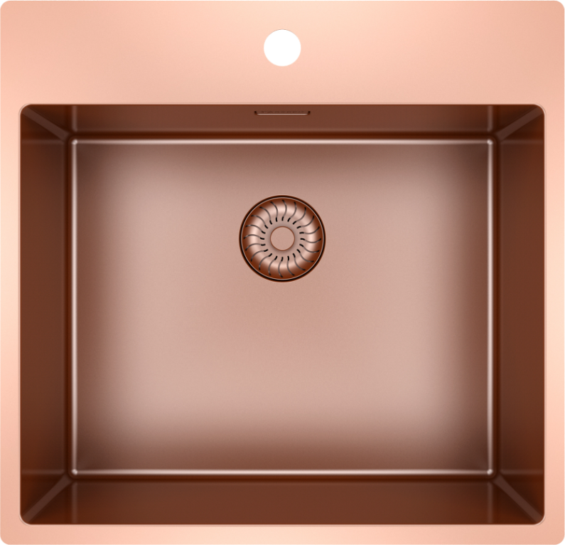 Caressi - Single Kitchen Sink - CAPP50KR10CO - Copper - 540x520mm 2