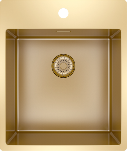 Caressi Single Kitchen Sink CAPP40KR10G 520x440mm Gold Finish 2