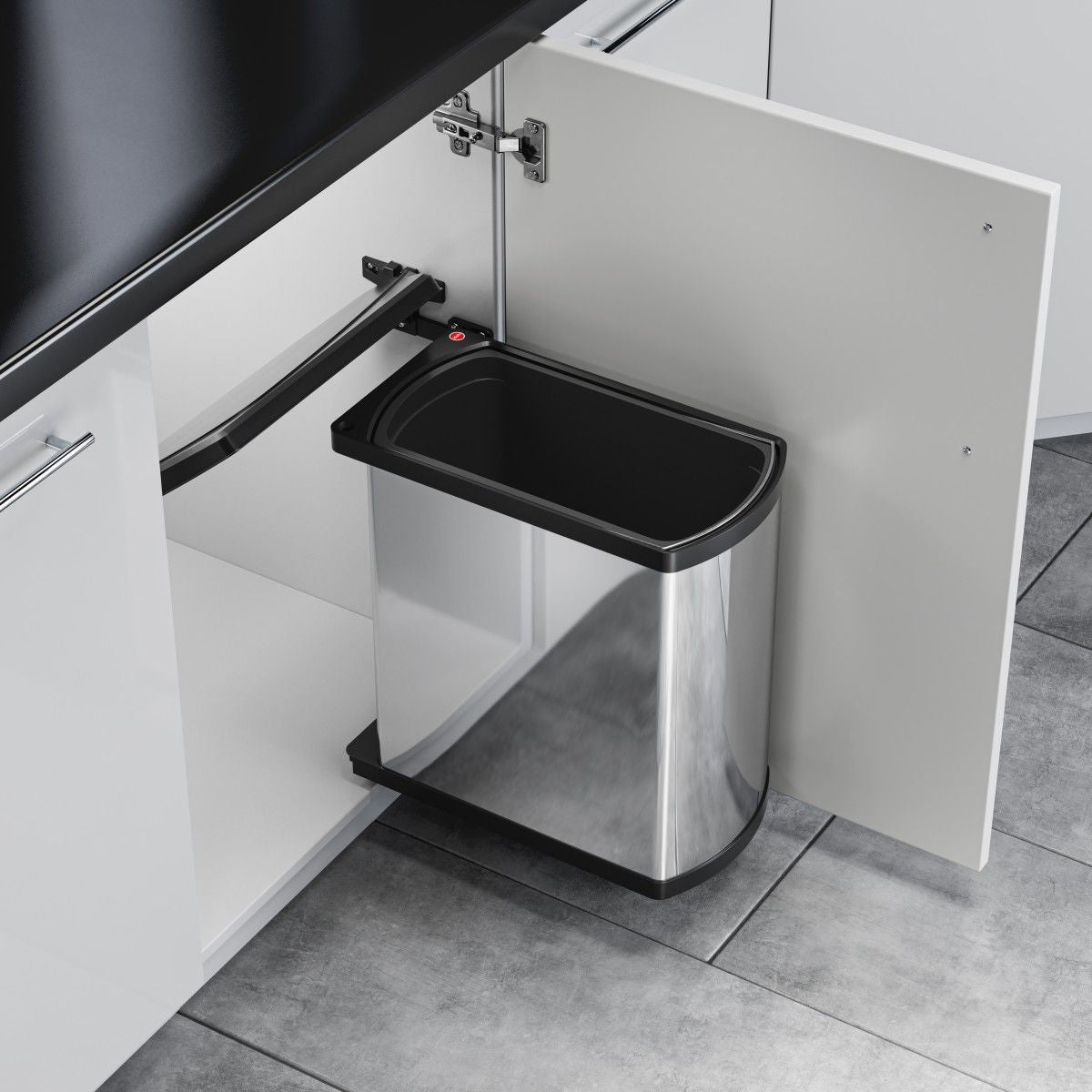 Hailo AS Uno 18 Swing Trash Bin - 3418101 - 18L - Stainless Steel/Black 2