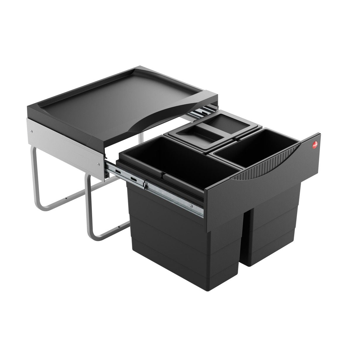 HAILO AS Raumspar Tandem S Trash Container - 28L - 1x12L & 2x8L Bins - Black - For Recycling & Waste Separation 1