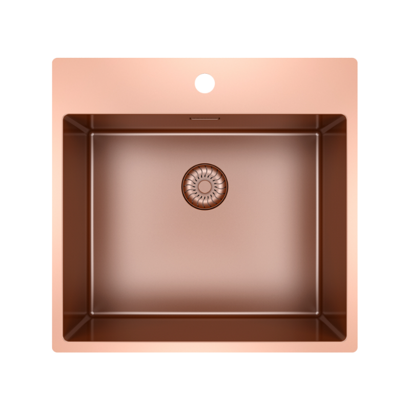 Caressi - Single Kitchen Sink - CAPP50KR10CO - Copper - 540x520mm 1