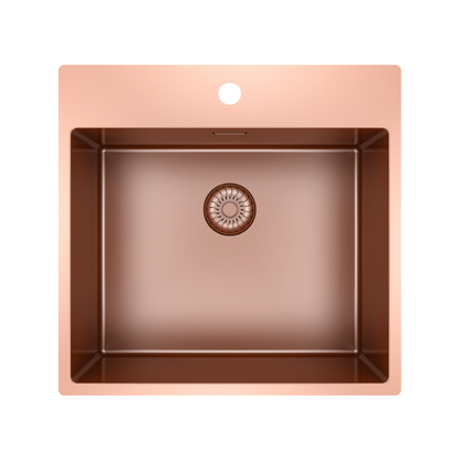 Caressi - Single Kitchen Sink - CAPP50KR10CO - Copper - 540x520mm 1