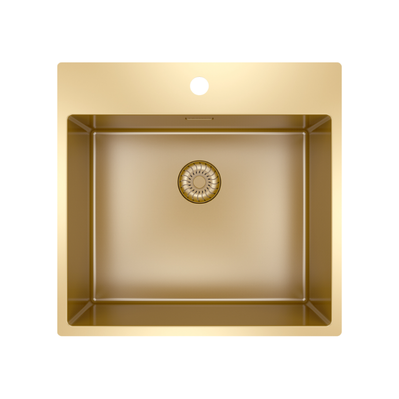 Caressi - Single Kitchen Sink - CAPP50KR10G - 540x520 mm - Gold Finish 1