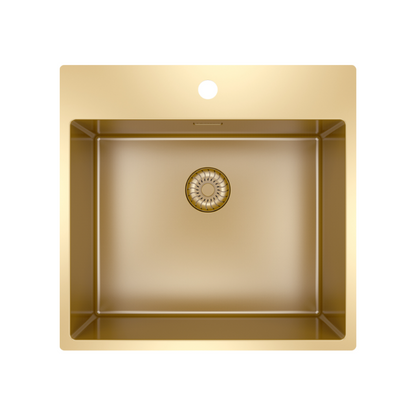 Caressi - Single Kitchen Sink - CAPP50KR10G - 540x520 mm - Gold Finish 1