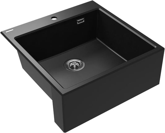Deante - Eridan Nero - 600x610x600mm - Black Granite Kitchen Sink 0