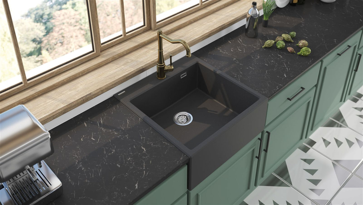 Deante - Eridan Nero - 600x610x600mm - Black Granite Kitchen Sink 2